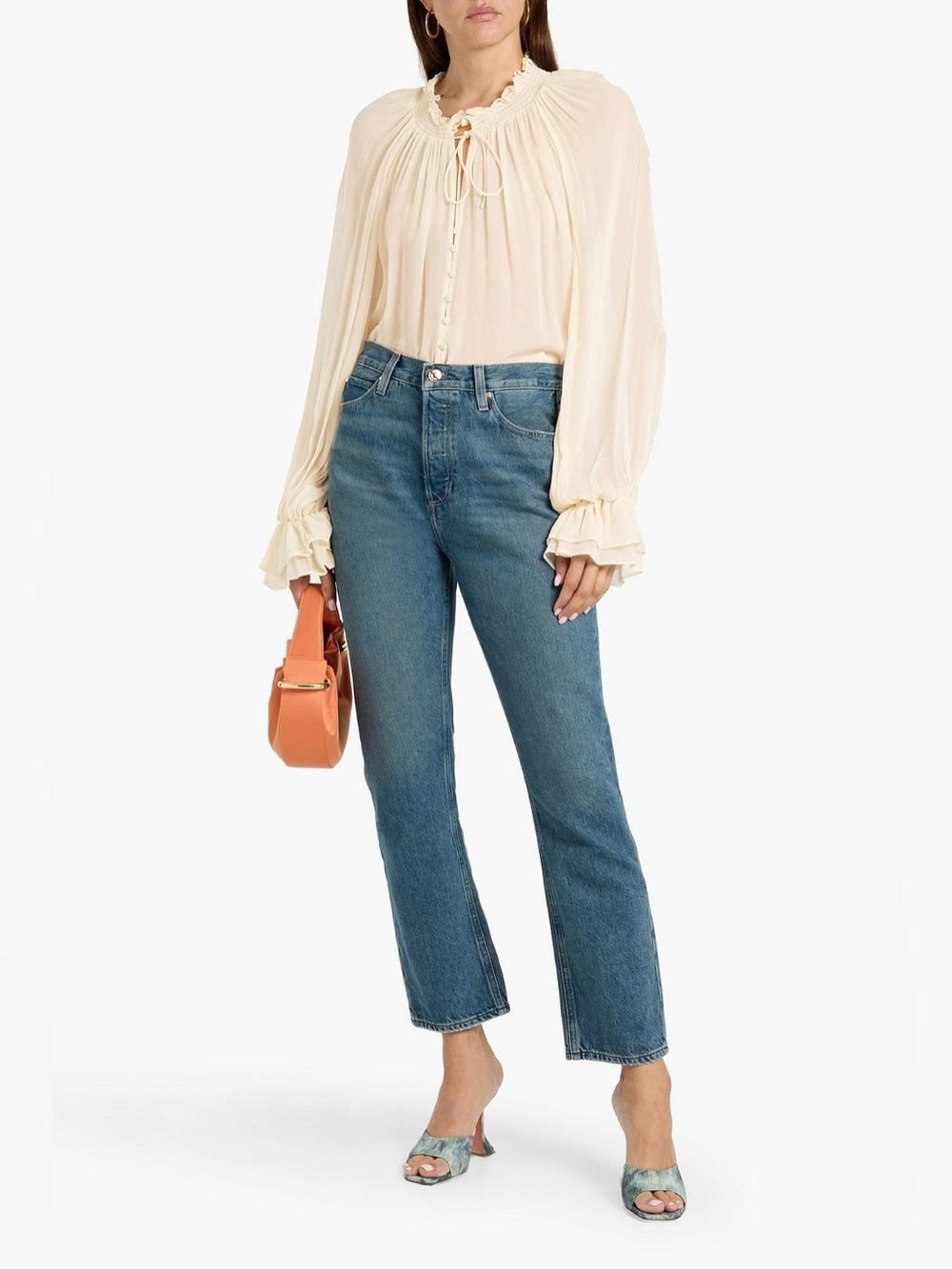 NWT $395 Alice + Olivia Josephine Tie Neck Blouse